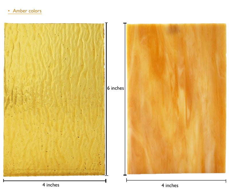 Lanyaniï¼ˆ10 Sheetsï¼‰Amber Variety Stained Glass Sheets 4 x 6 inch Opal Art Glass Pack Tiffany Glass, Mixed Textures - Image 4